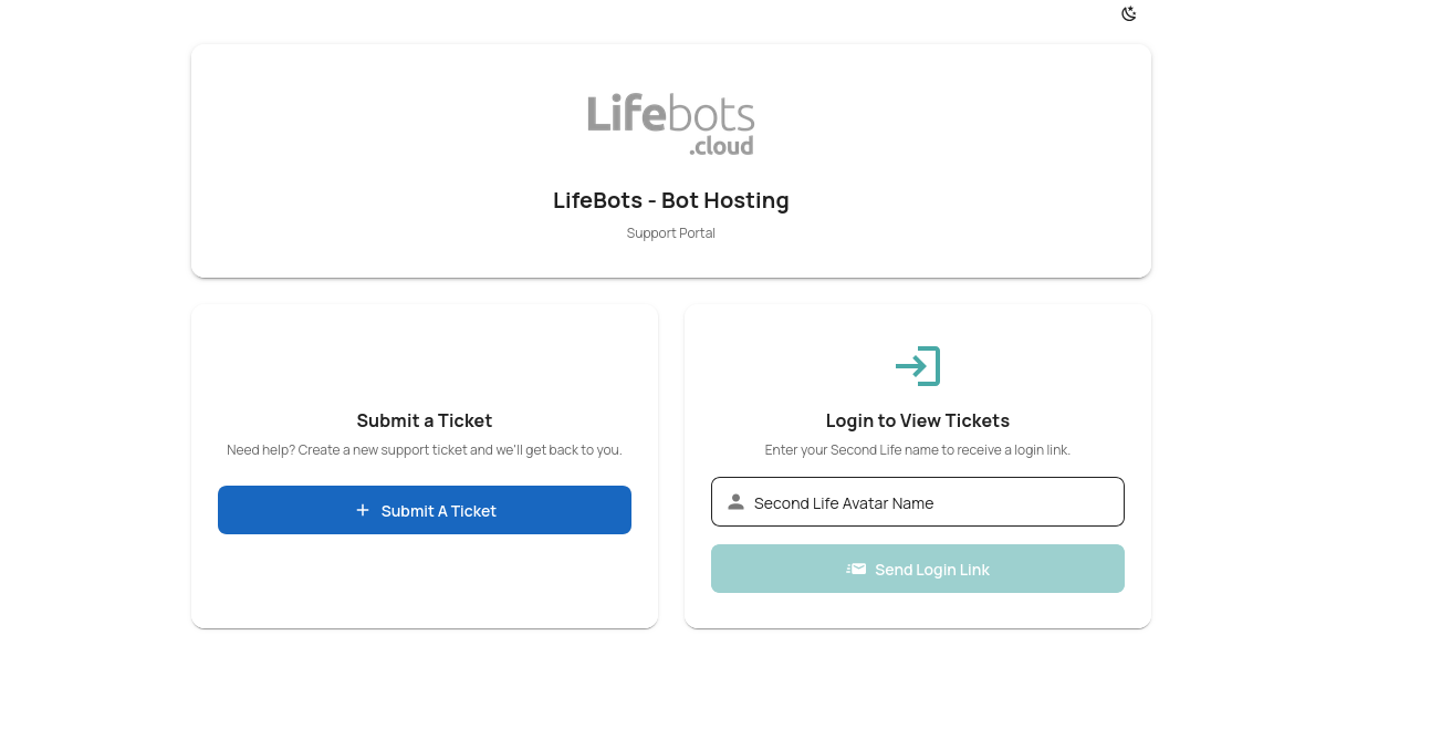 Customer Portal — submit a ticket or login